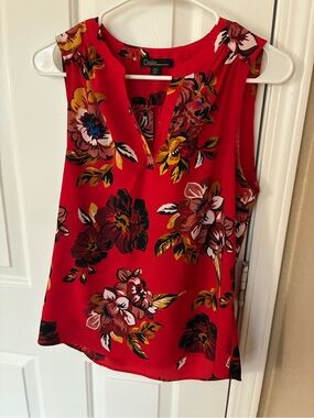 Dalia Red Floral Sleeveless V-Neck Camisole